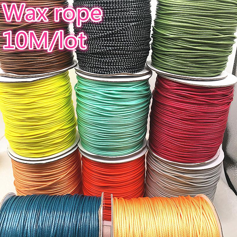 10 Meters 1mm 1.5mm Waxed Cotton Cord Waxed Thread Cord String Strap Necklace Rope Bead for Jewelry Making DIY Bracelet Necklace