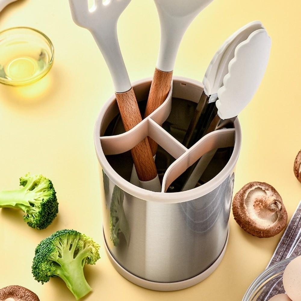Rotatable Kitchen Utensils Holder Durable Cutlery Drainer Stand Cooking Tools Organizer  Desktop