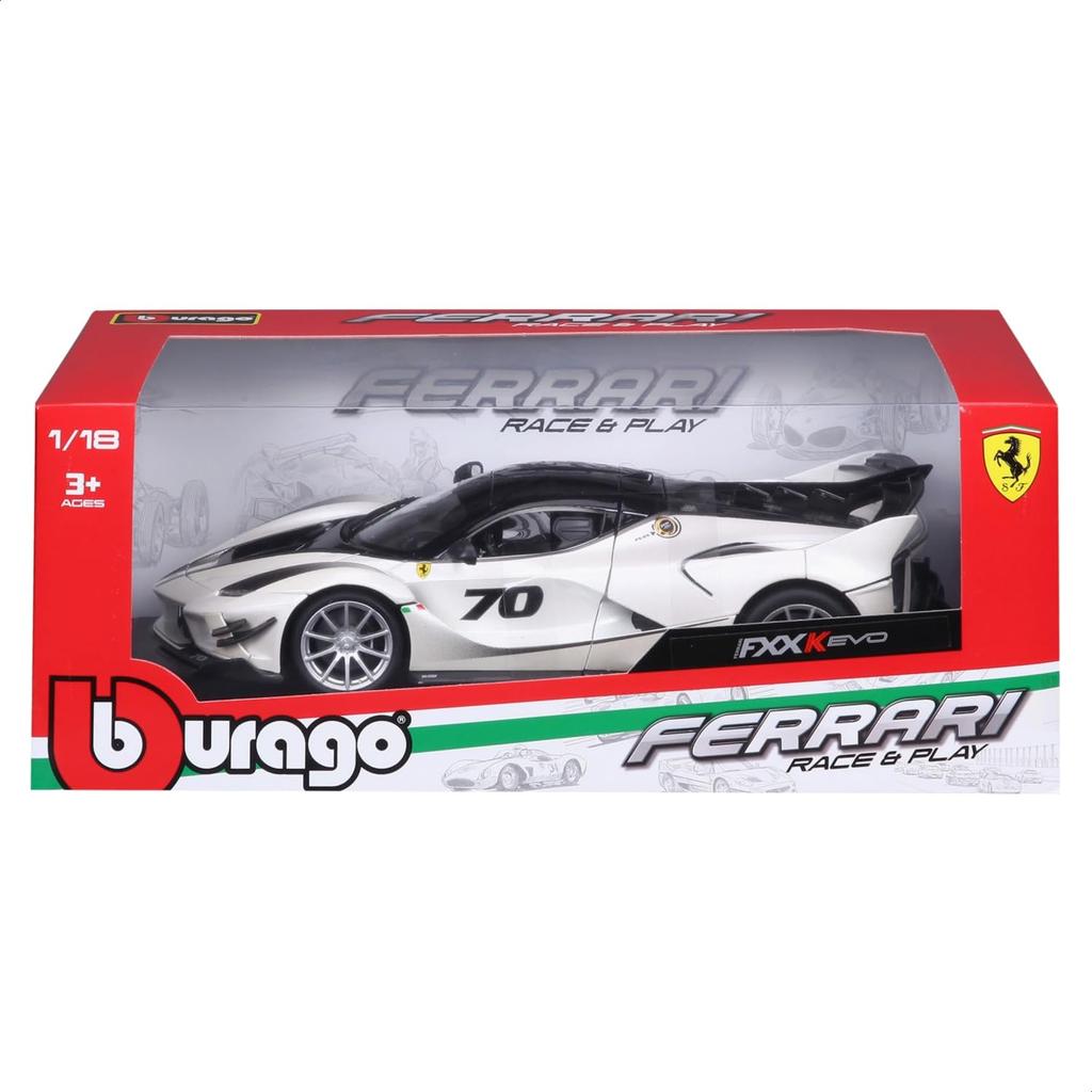 Bburago 1/18 Scale Ferrari FXX K EVO White / Diecast Model Car, Finished Model, 18-16012 (#70)