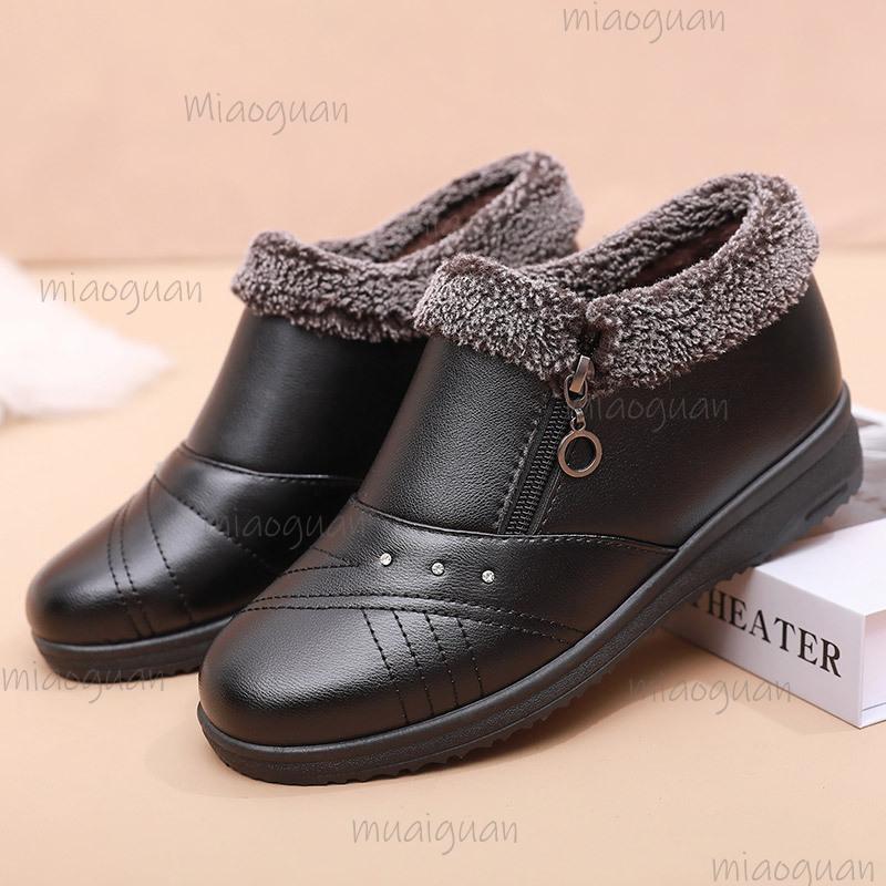 

Fashion Retro Solid Pu Short Plush Snow Boots Women 2025 Winter Comfort Wedge Heel Non Slip Mom s Shoes Vintage Faux Fur Soft Sole Boots 35 чёрный