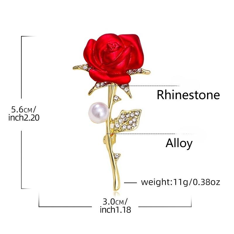 Diamond Studded, Rose Brooch, Simple, Elegant, Dripping Oil, Chest Flower, Fashionable Design Sense, Clothing Flower Accessories