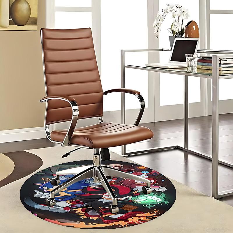 

1pc Sonic the Hedgehog Anime Cartoon Design Round Carpet - Office Chair Mat, Non-Slip Rug for Home Decor, Living Room, Bedroom, Game Room, Dormitory, 80cm by 80cm