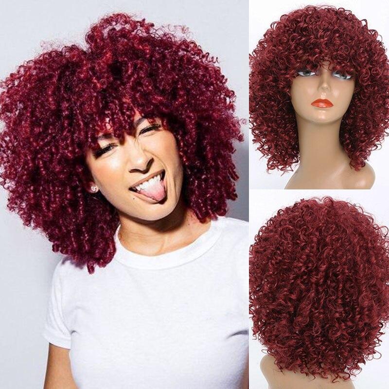 MISSQUEEN Short Blonde Curly Afro Wig Kinky Curly Wigs for Black Fashion Women Mixed Brown Synthetic Wigs High Temperature Fiber