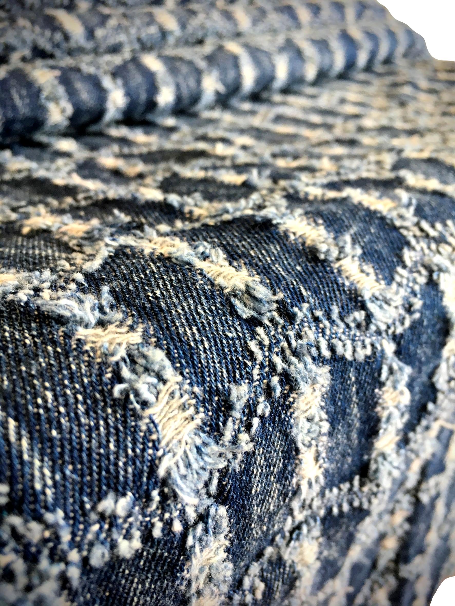 

Distressed denim denim DIY denim dark navy clash fabric, scraps, cotton, remake, bag, pouch, fabric, (royalty denim, dark)