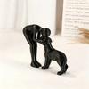 Abstract Art Man and Dog Sculpture Black Resin Figurine Healing Home Decor Accent for Pet Lovers