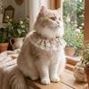 Cartoon Knitted Collar Lace Floral Bows Cat Drool Towel Cute Pet Bib  Daily Use