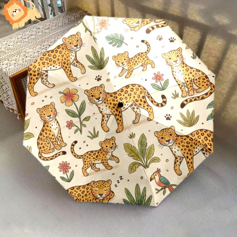 1 Pezzo Ombrello Pieghevole Automatico - Fantasia Animali Carini, Design Portatile e Pieghevole con 8 Stecche, Regali di Natale e Compleanno