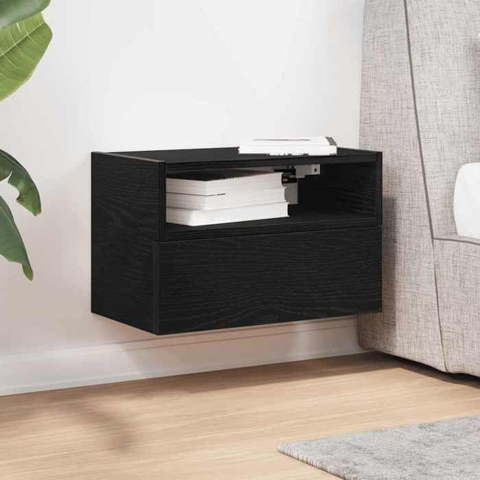VidaXL Table de chevet murale noir 45x26x28,5 cm, armoire de chevet flottante, armoire de chevet suspendue, unité de chevet 858598