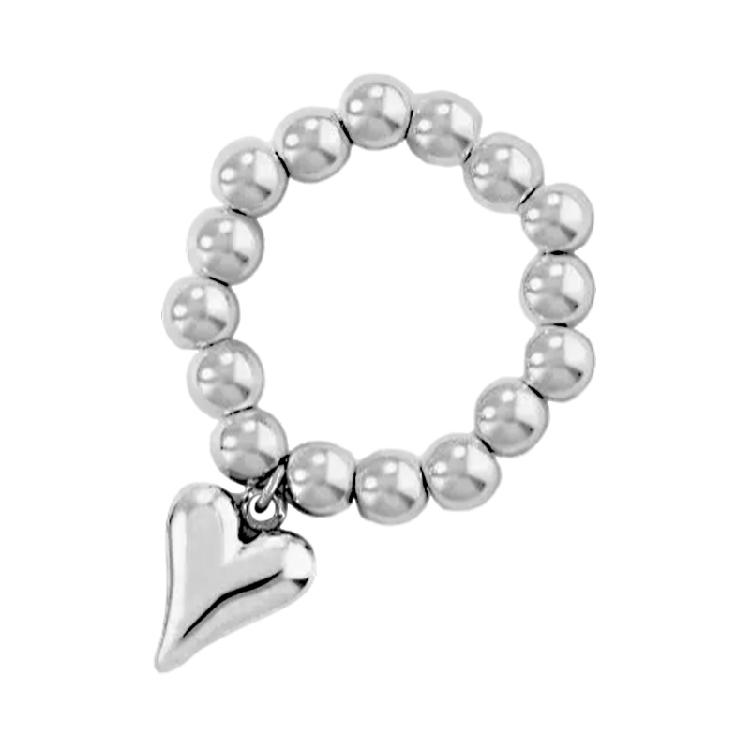 

Contemporary Adjustable Heart Pendant Ring with Elastic Band Handmade Finger Jewelry Fashionable Women s Accessories
