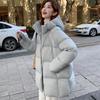 Women's Mid-length New Thickened Hooded Cotton-padded Jacket for Small People, Cotton-padded Jacket