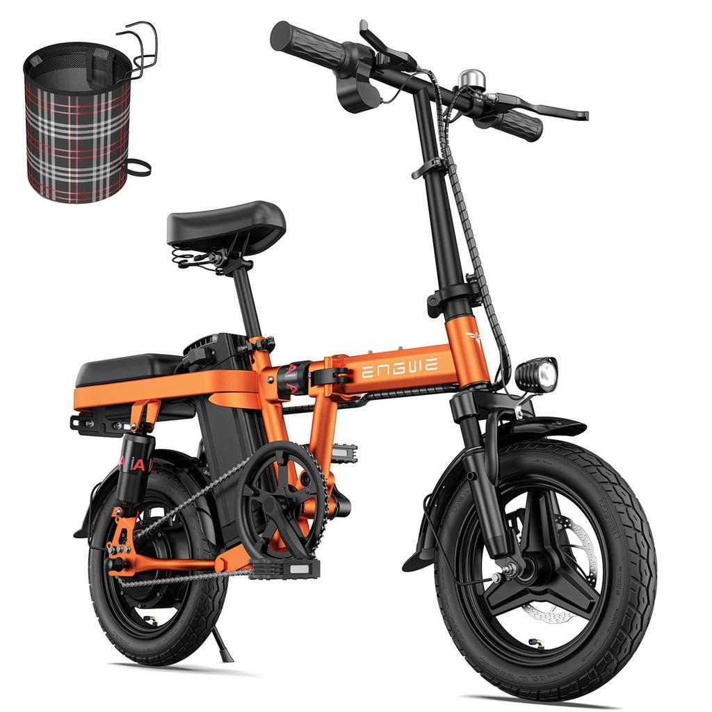 ENGWE T14 Foldable Urban Electric Bike 250W 48V10Ah City Pedelec, Dual Suspension, Rear Seat for Commuter & Outdoor Use