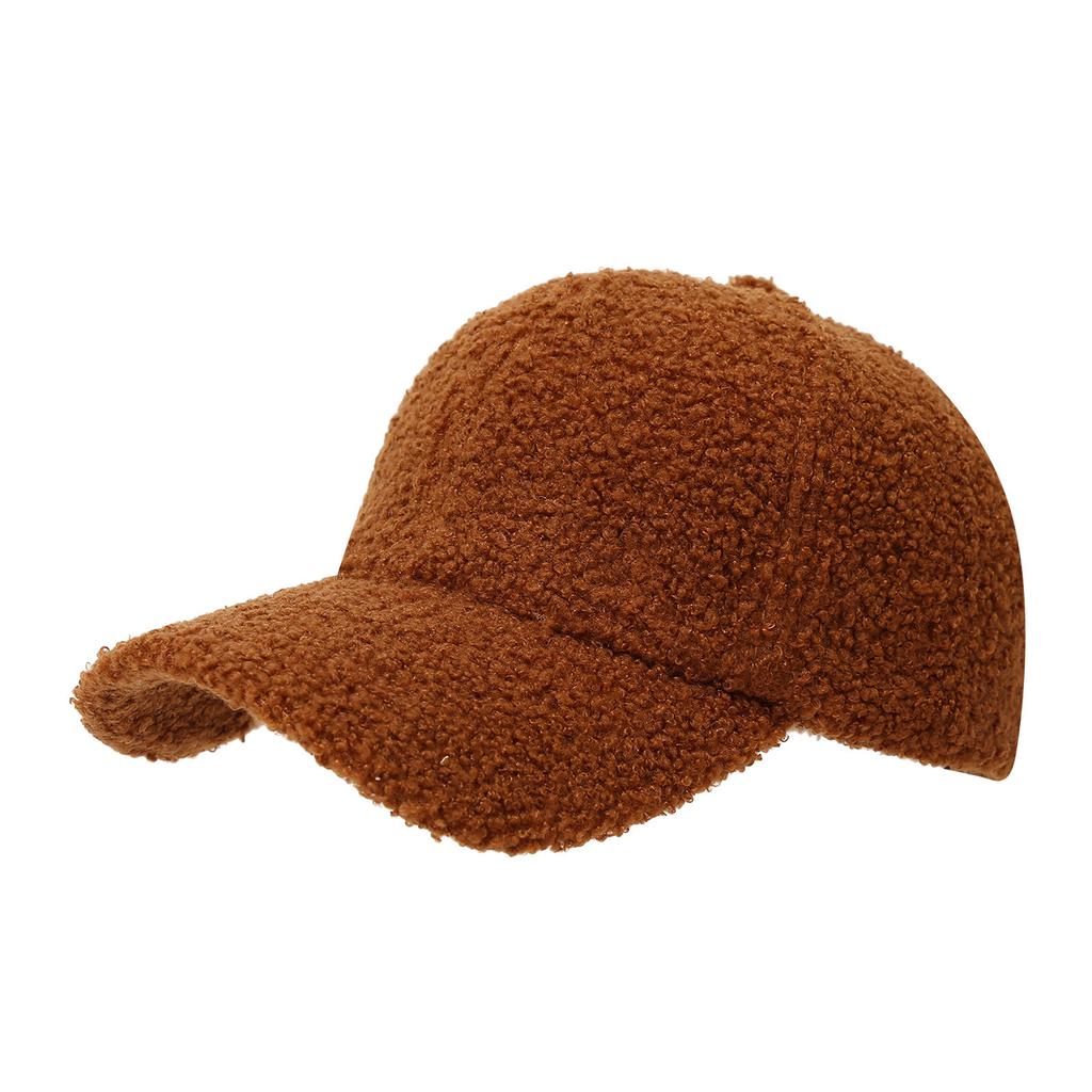 Solid Color Thickened Lamb Wool Baseball Cap Outdoor Cold-resistant, Warm and Windproof Korean Version of Men's and Women's Versatile Cap