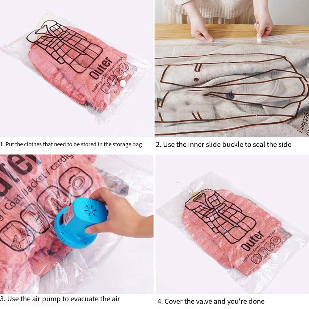 Hanging Vacuum Bags Space Saving Clothes Compression Storage Bag Reusable Empty Pump Bags Clothes Wardrobe Quilt Vacuum Pack