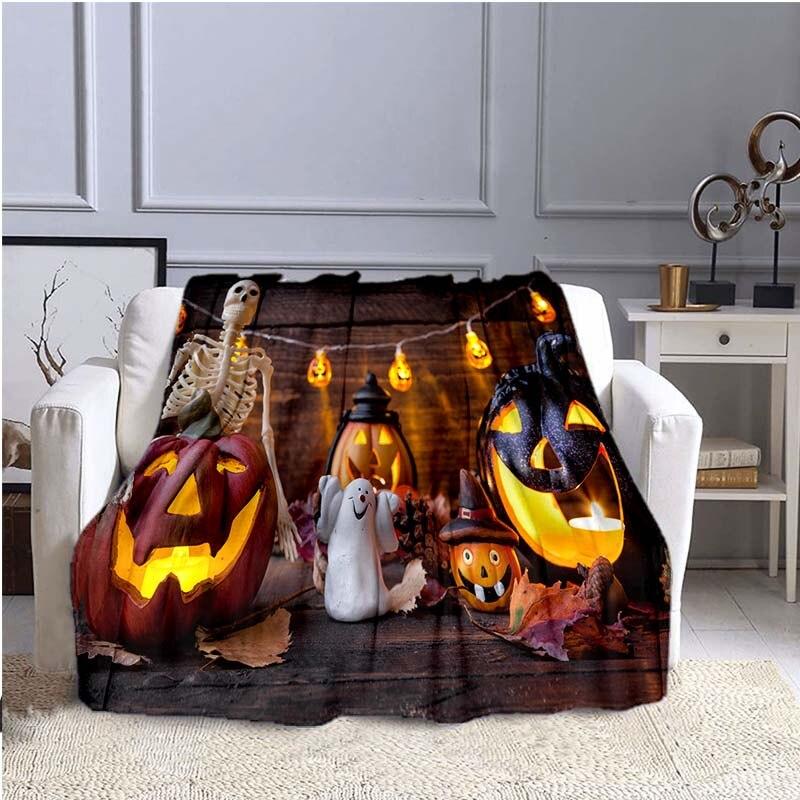 

Одеяло с 3D принтом Хэллоуина, тыквы, дома, дивана-кровати, супер мягкое теплое одеяло, флисовое одеяло 75x90cm