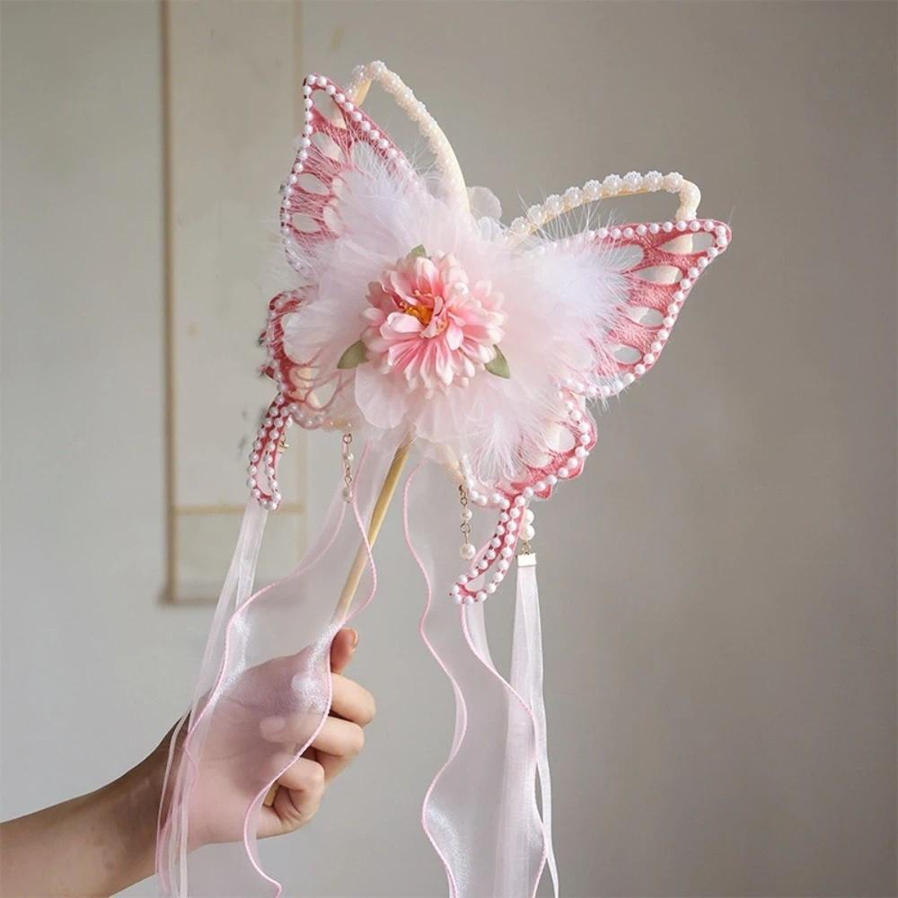 Традиционный Ретро Веер-Бабочка Китайский Стиль Вышитый Веер Элегантный Ручной Веер Летний Танец розовый