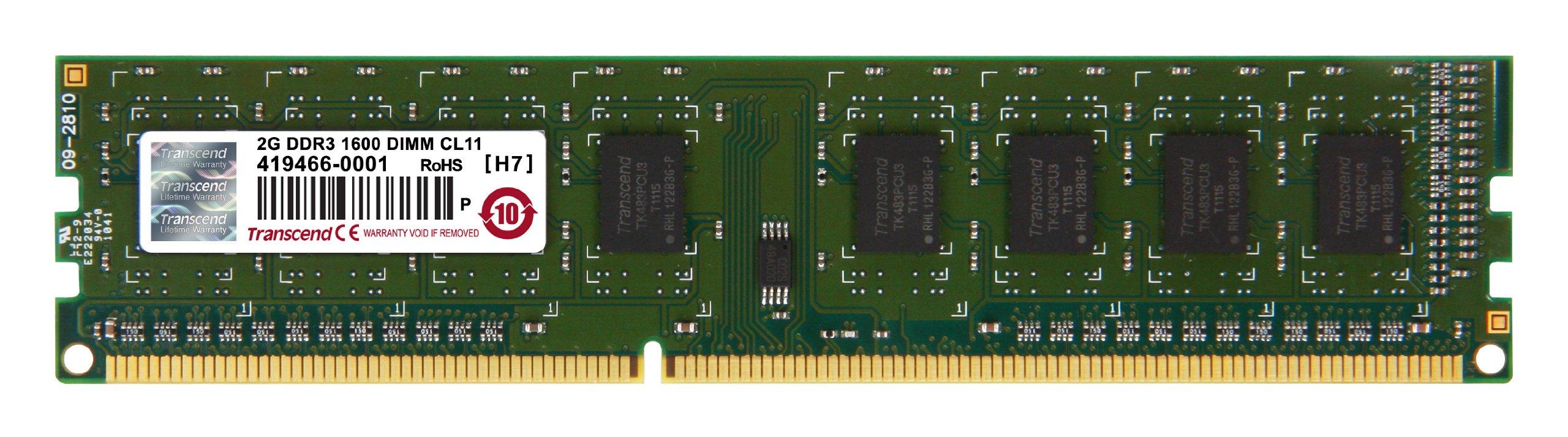 

Transcend Desktop PC Memory DDR3 1600 2GB 240pin DIMM PC3-12800 1.5V JM1600KLN-2G