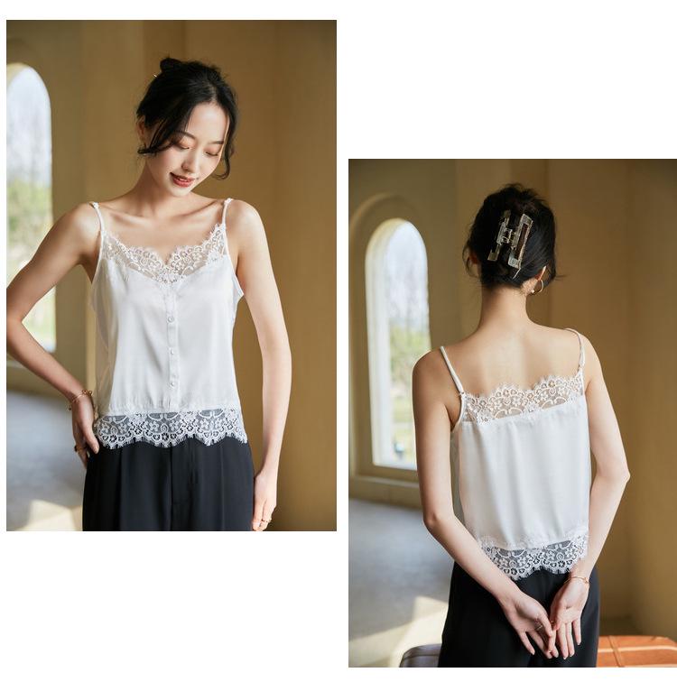 Women's French Lace Satin Camisole – Summer Layered Tank Top