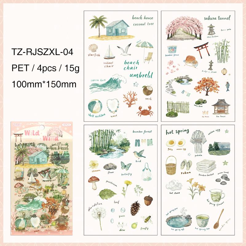 Diary Handwriting Series Vintage Life Building Landscape PET Sticker Creative DIY Journal Material Collage Stationery