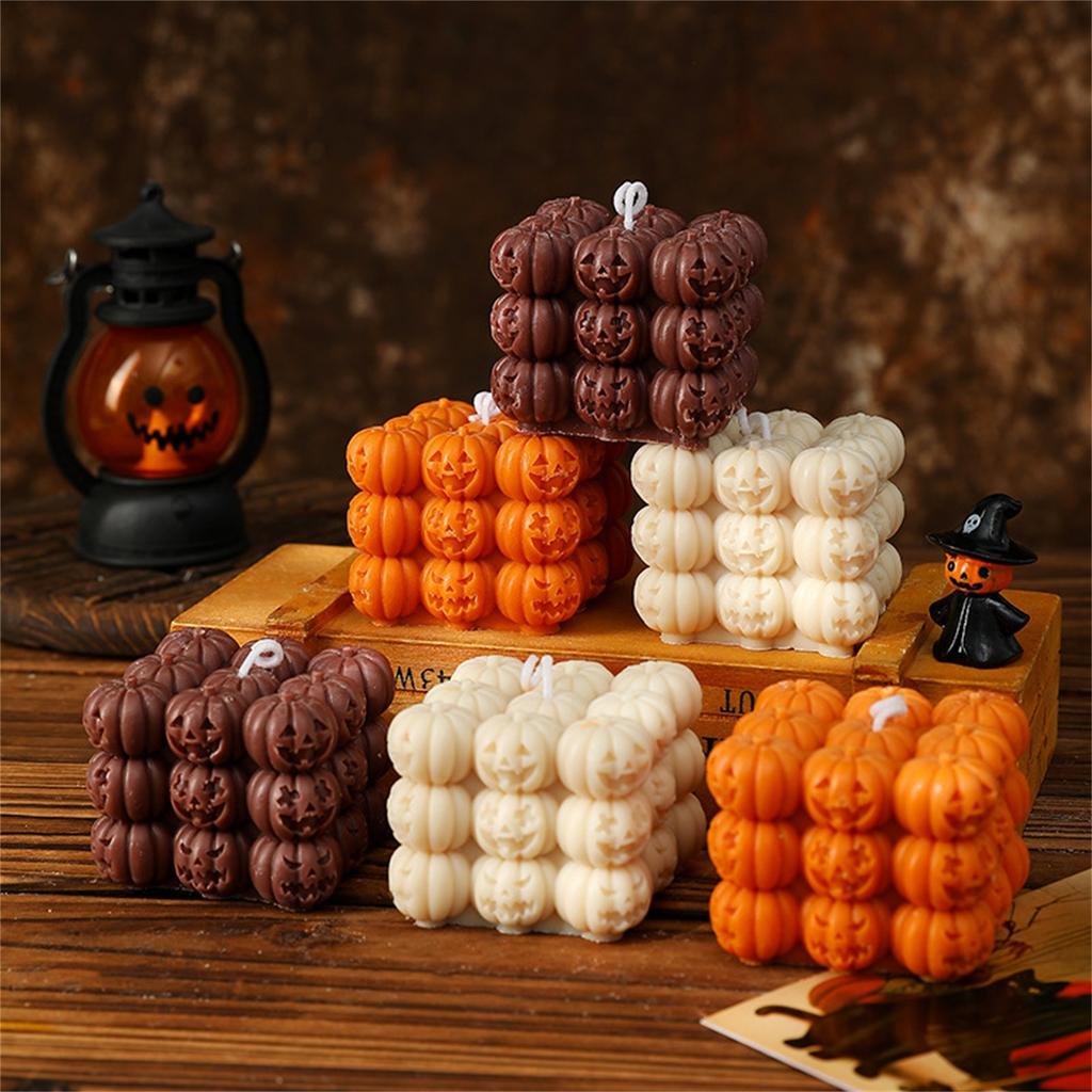 Halloween Cranium Hexahedron Pumpkin Aromatherapy Candle Handmade Cranium Candle Ornaments
