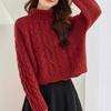 Womens Oversized Turtleneck Knit Sweater With Cable Loose Fit Fall Winter Casual Pullover