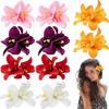 10pcs Silk Hawaiian Double Flower Hair Clip Tropical Floral Barrettes Elegant Hairpin Beach Accessories For Women Girls