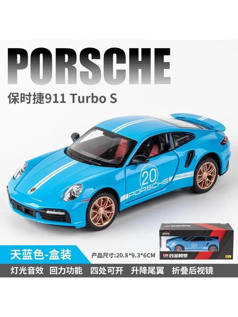1:24 Porsches 911 TURBO S TARGA Modèle de Voiture de Sport en Alliage Diecasts Simulation Modèle de Voiture Jouet en Métal Son Lumière Collection Cadeau pour Enfants