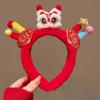 Bestickte Schleife Neujahr Haarreif Löwe Hanfu Haaraccessoires Süßes Rotes Plüsch Stirnband Kinder