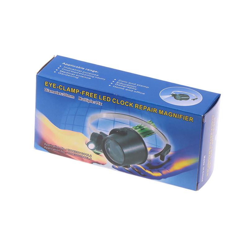 Head Mounted 15X Repair Magnifier With Led Lamp Adjustable Repair Watch Jewelry Tool Magnifier Watchmaker Tools Accessories