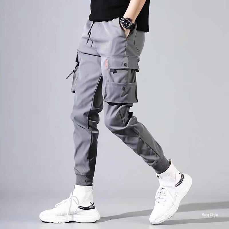 Men's Spring/Summer Korean Fashion Loose Fit Multi-Pocket Work Pants