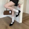 2025 new spring, autumn and winter temperament French thick heel high heel one-word buckle Mary Jane single shoes women's shoes