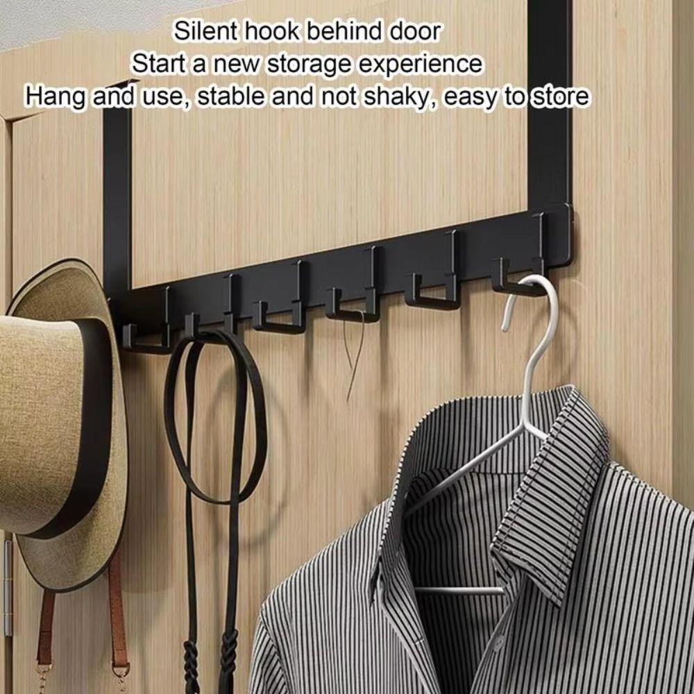 Storage Porch Storage Hooks Over The Door Free Punching Hanger Aluminum Row Hook  Coat