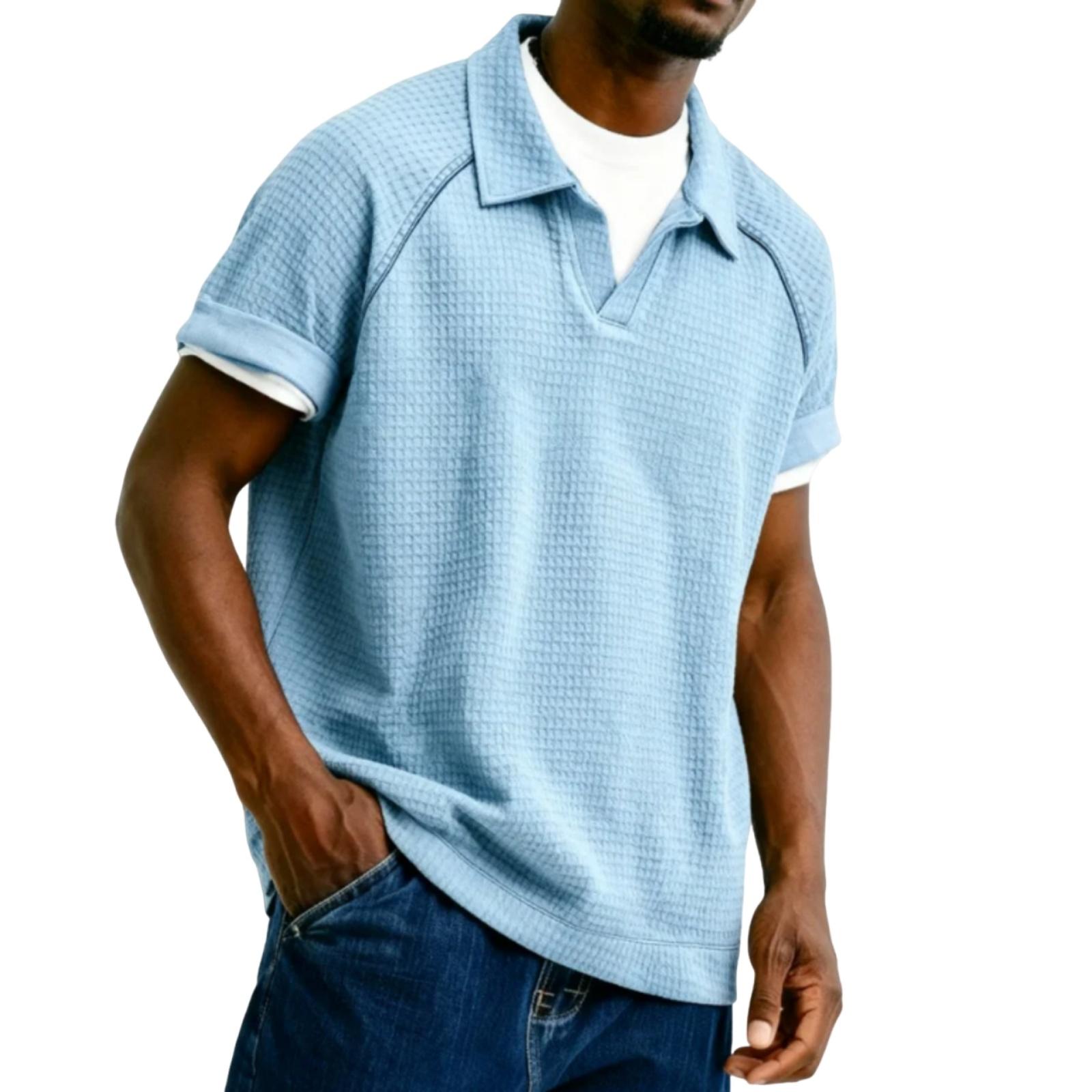 

Men s fashionable casual short-sleeved top L синій