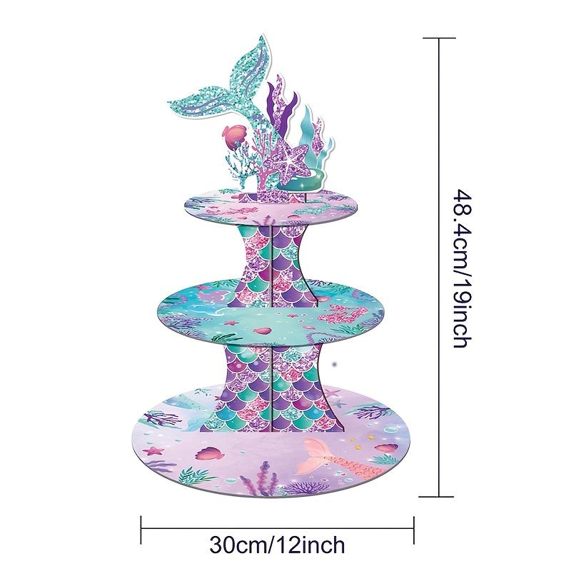 Mermaid Cupcake Stand Birthday Party Decorations, Under The Sea Supplies Favors with Mermaid Tail Toppers for Little Girl