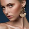 Bohemian Straw Hoop Earrings Natural Raffia Wicker Rattan  Earrings for Women Summer Beach Party Festival Zircon