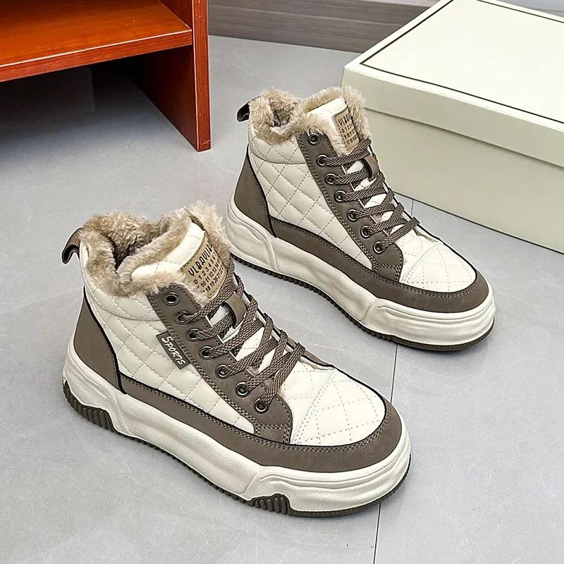 

Плюшевые теплые ботинки женские ботильоны модная спортивная повседневная женская обувь кроссовки балетки на шнуровке женские короткие зимние ботинки 35 коричневый