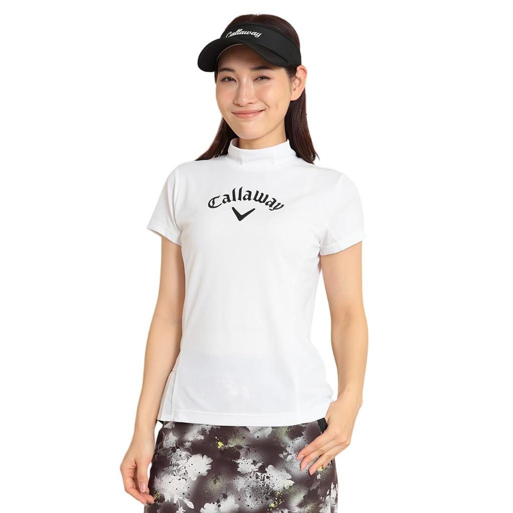 Callaway Short Sleeve Mock Neck Shirt Moisture Quick UV Golf Underwear C24134209 Women's (Brand Logo, Wicking, Drying, Protection) / / 1030_White