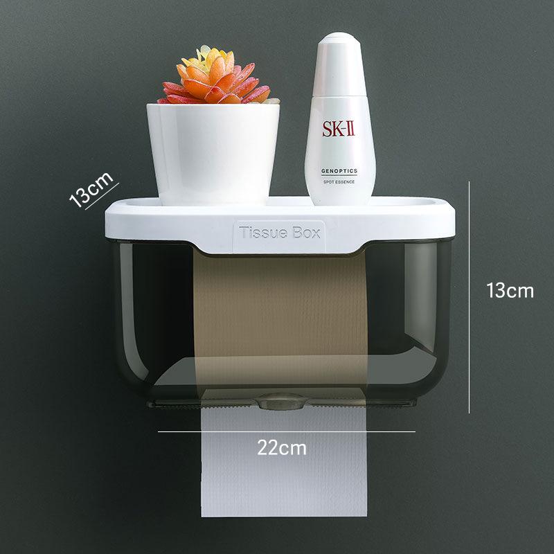 Punch-Free Bathroom Wall-Mounted Tissue Box and Storage Rack