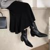 Retro Huge Good-looking Low-heeled Thin Boots Early Autumn Foreign Coffee-colored Suede Old Money Wind Small Short Boots