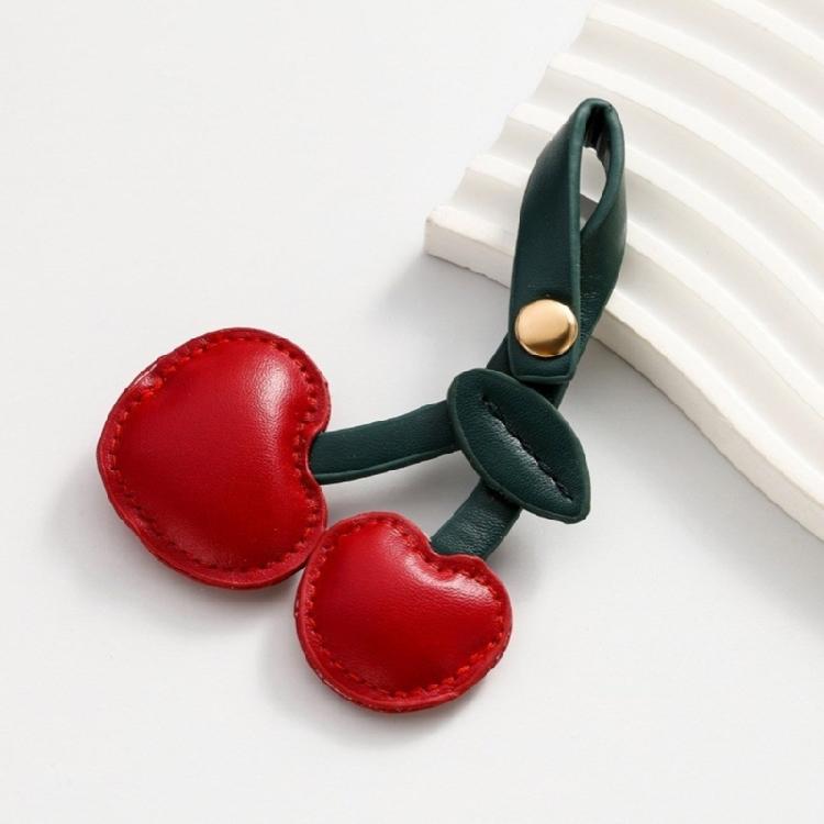 Cherry Bag Pendant Keyring for Ladies PU Leather Fruit Shape Key Ring Jewelry Stylish Decoration for Phones and Wallets