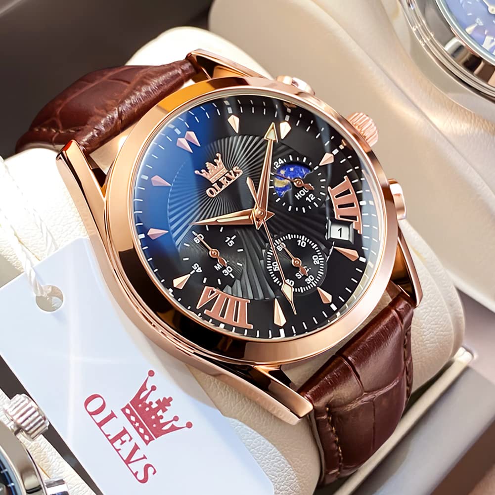 OLEVS Men's Business Wristwatch, Waterproof, Stylish, Stainless Steel Band, Quartz Movement, Analog, Casual, Father's Day Gift