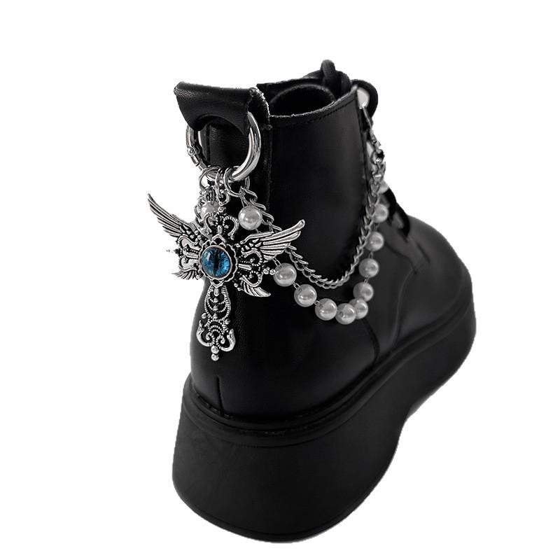 [HF]New 1Pc Titanium Steel Shoe Chain Metal Entagram Pendant Women Shoes Decoration Accessories Boots Shoe Party Diy Jewelry
