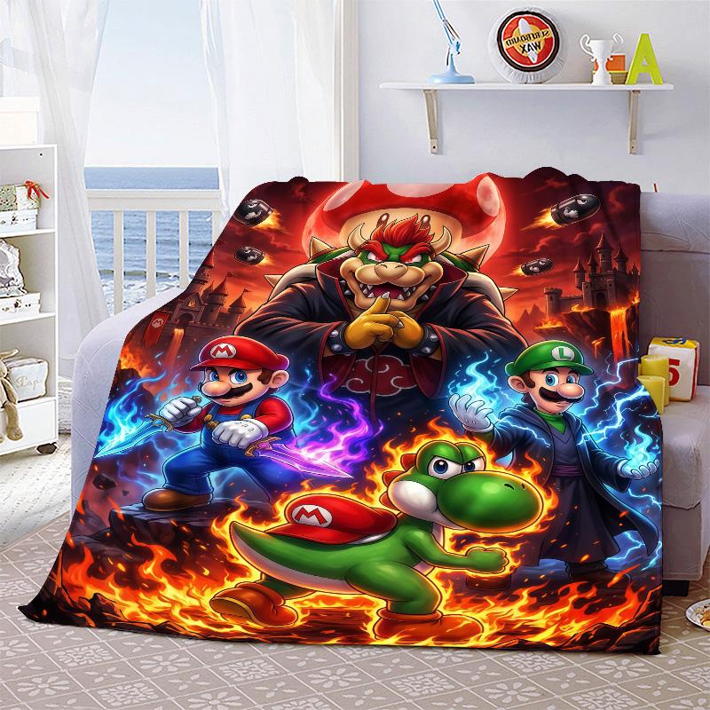 Coperta Morbida Calda in Flanella Peluche Super Mario Coperta Leggera da Divano Letto Uso Domestico -QJY
