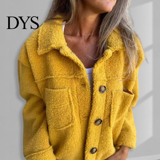 Trendy Women Outerwear Winter Jacket with Double Pockets Thick Fleece Button Closure Cardigan Coat Long Sleeves Warm Windproof Heat Retention Outdoor