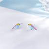 New Exquisite Colorful Cute Animal 925 Sterling Silver Jewelry Drop Glaze Epoxy Sweet Bird Women Personality Stud Earrings SE645