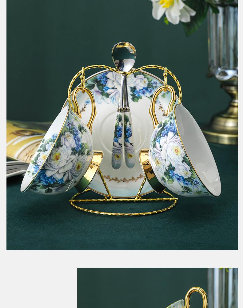 Elegante Set Regalo Tazze da Caffè e Sottotazze in Ceramica Stile Europeo