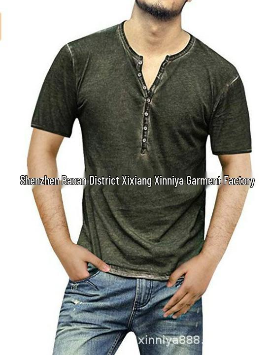 

2023 Distressed V-Neck Men s Casual Short Sleeve Henley Cardigan XXL