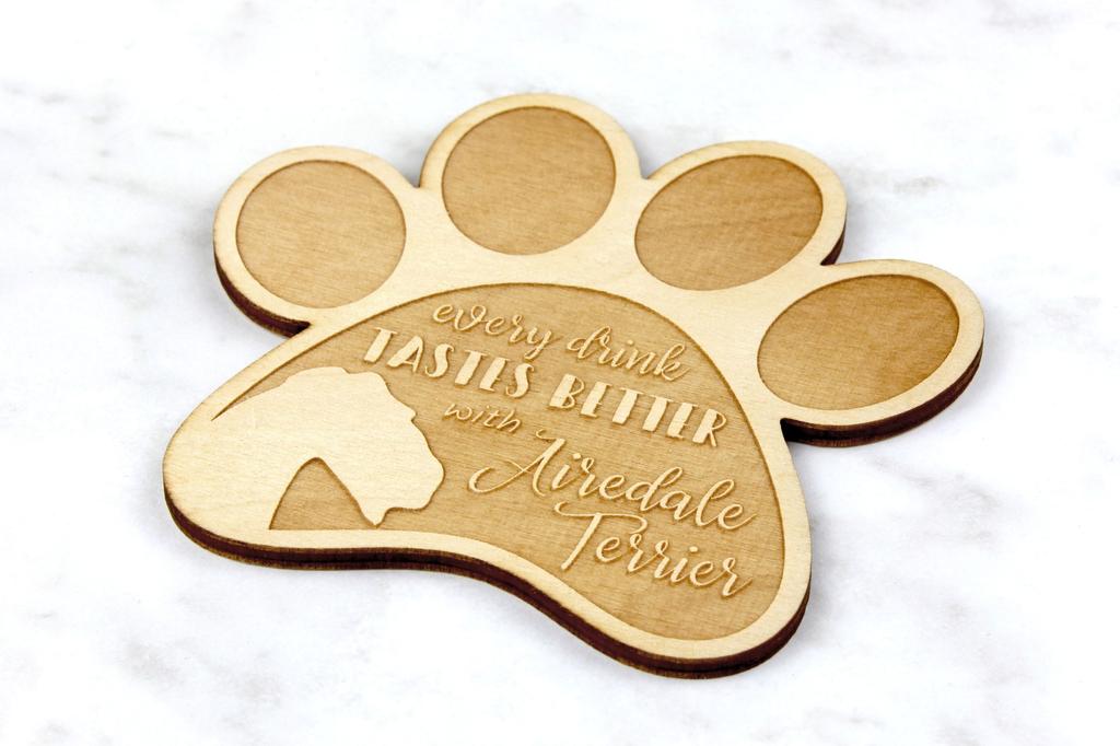 Airedale Terrier, Bingley Terrier - Tassenuntersetzer, gravierter Untersetzer mit Hund, Geschenk für Hundeliebhaber von der Marke Art-Dog