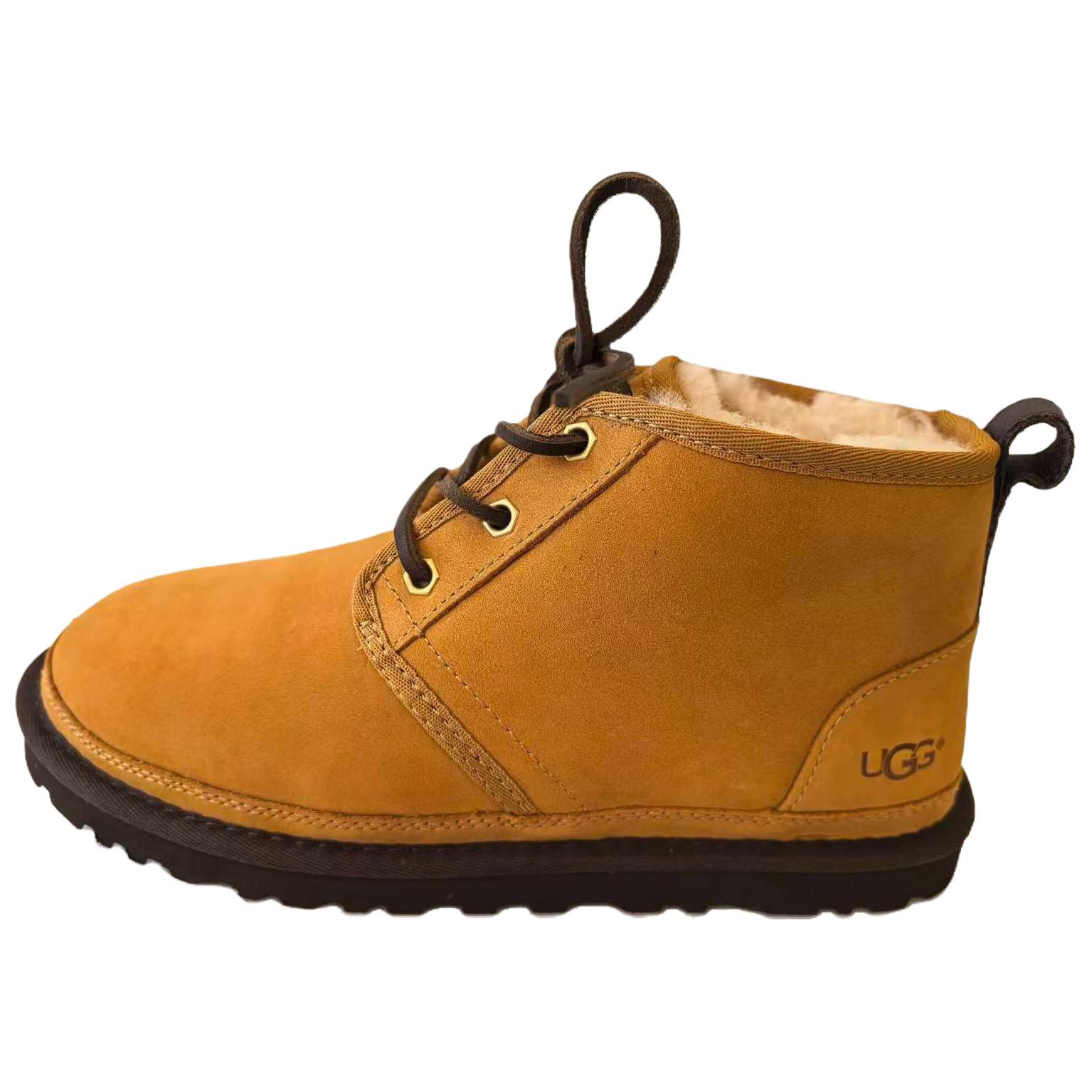 UGG Round Toe Thick Sole Lace-Up Short Snow Boots Men boots Wheat 1013154-WHEA 39.5