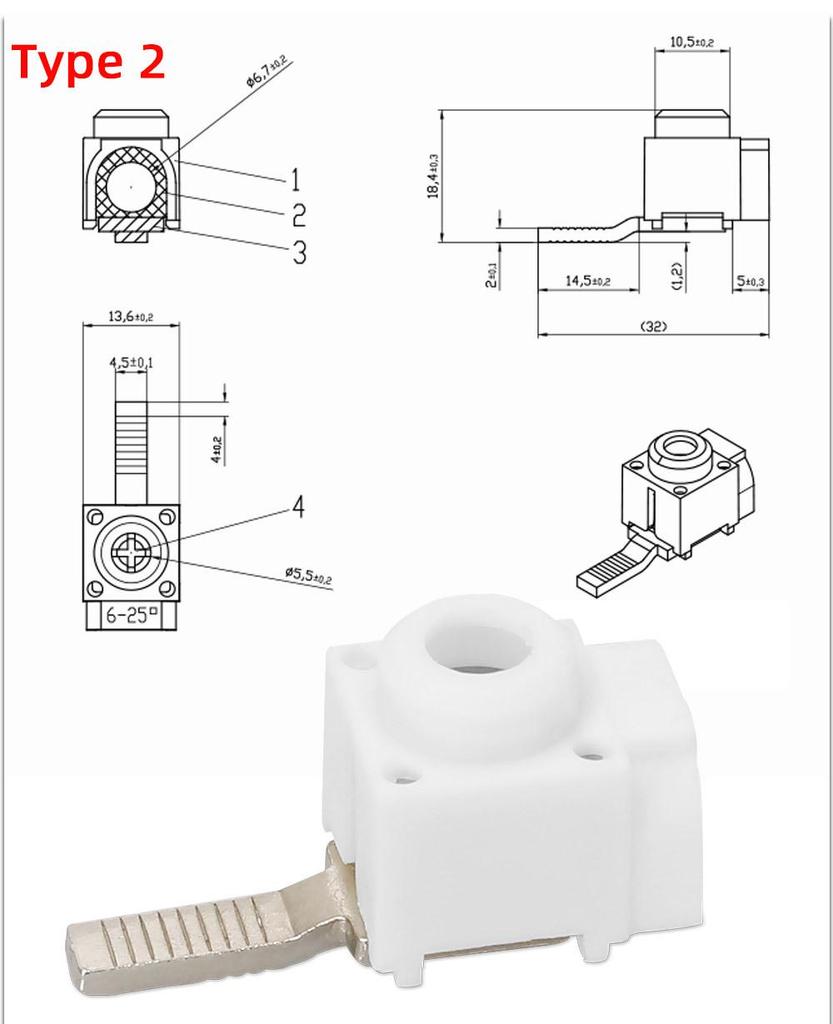 Purple Copper Busbar Terminal 25mm² Electrical Connector, High Conductivity, Pack of 10
