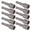10 ks Sada magnetických šesťhranných bitov do rázového uťahováka, nástrčné bity M8x48mm, 14-palcový driek, Sivá
